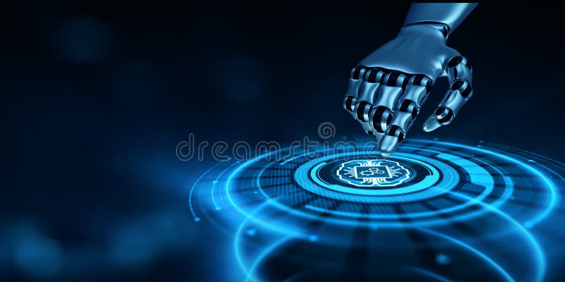 AI Artificial intelligence machine deep learning neural network cyber brain modern technology concept. 3d render. stock illustration