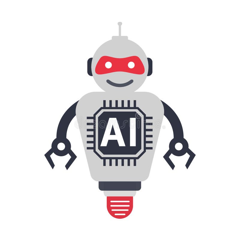 AI Artificial intelligence technology cartoon robot â€“ vector stock illustration
