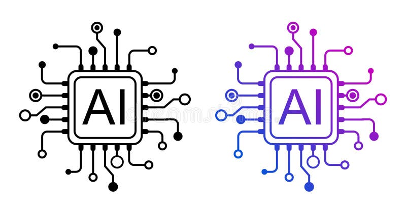 AI Artificial intelligence technology electronics microchip, computer processor chip royalty free illustration