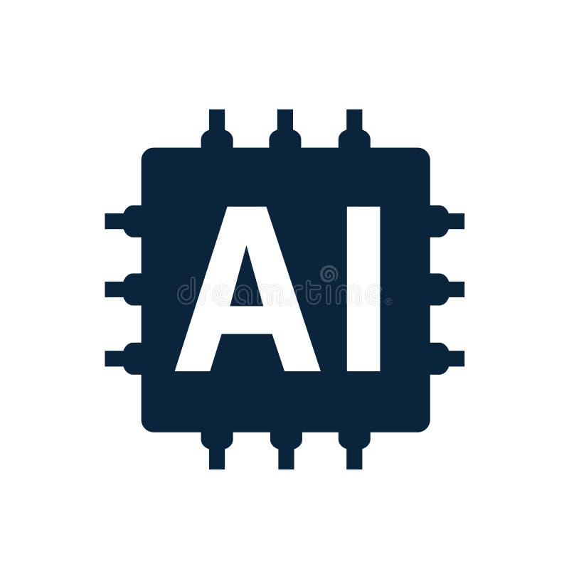 AI Artificial intelligence technology microchip of the electronics, flat icon, computer chip â€“ vector vector illustration