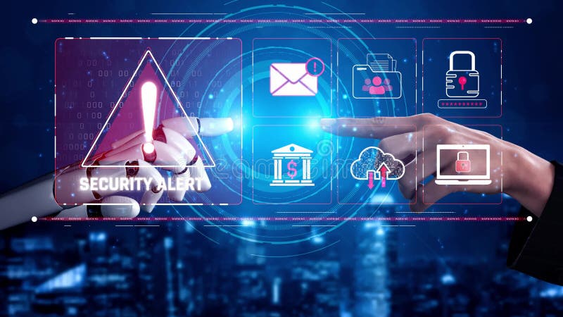 AI-assisted cybersecurity threat detection and alert system Marrow stock illustration