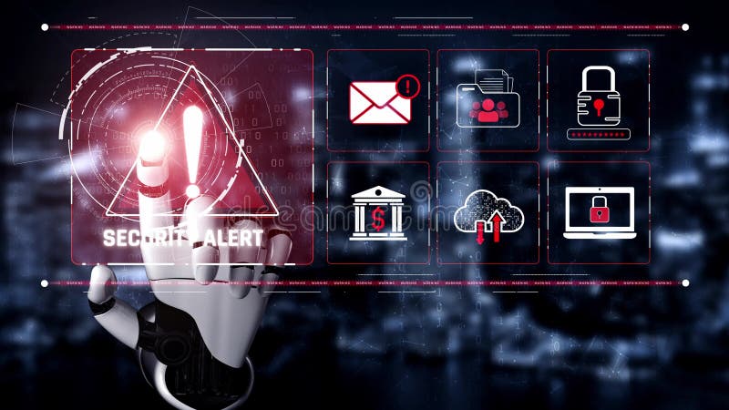 AI-assisted cybersecurity threat detection and alert system Marrow stock illustration