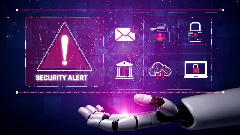 AI-assisted cybersecurity threat detection and alert system Marrow royalty free illustration