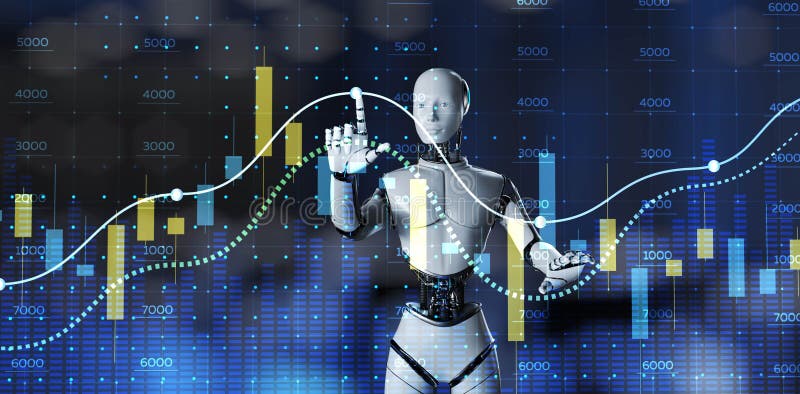AI-Assisted Market Analysis and Data Visualization. 3d render vector illustration