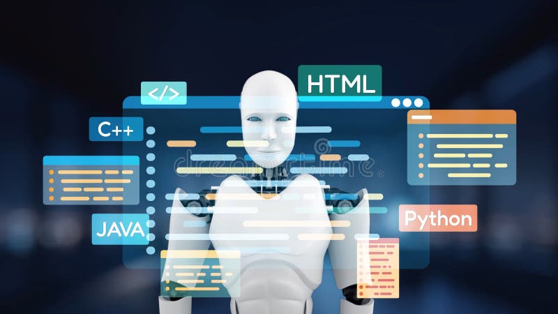 AI-Assisted Programming with Smart Coding Interfaces Epoch royalty free illustration
