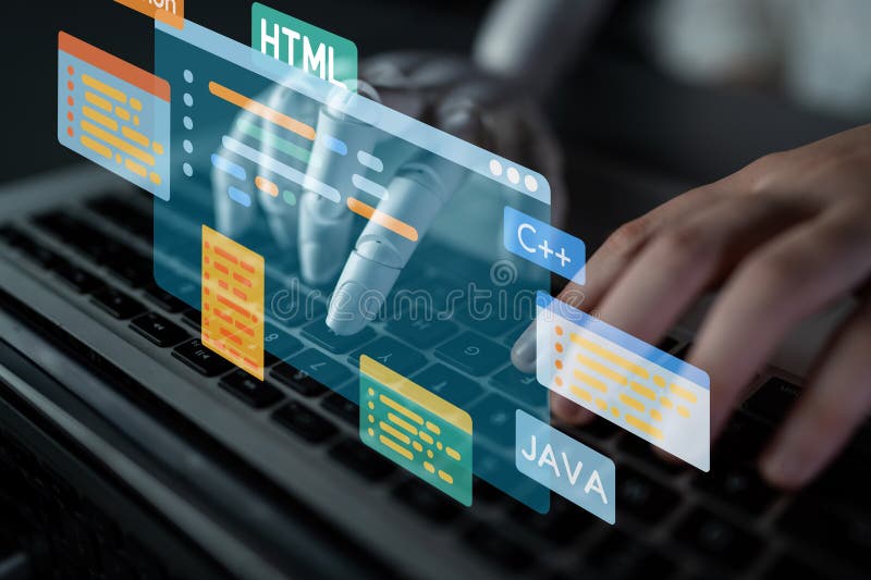 AI-Assisted Programming with Smart Coding Interfaces Latch royalty free stock photography