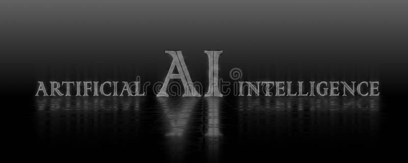 AI banner - reflection effects on structured surface - blurred lettering Artificial AI Intelligence vector illustration