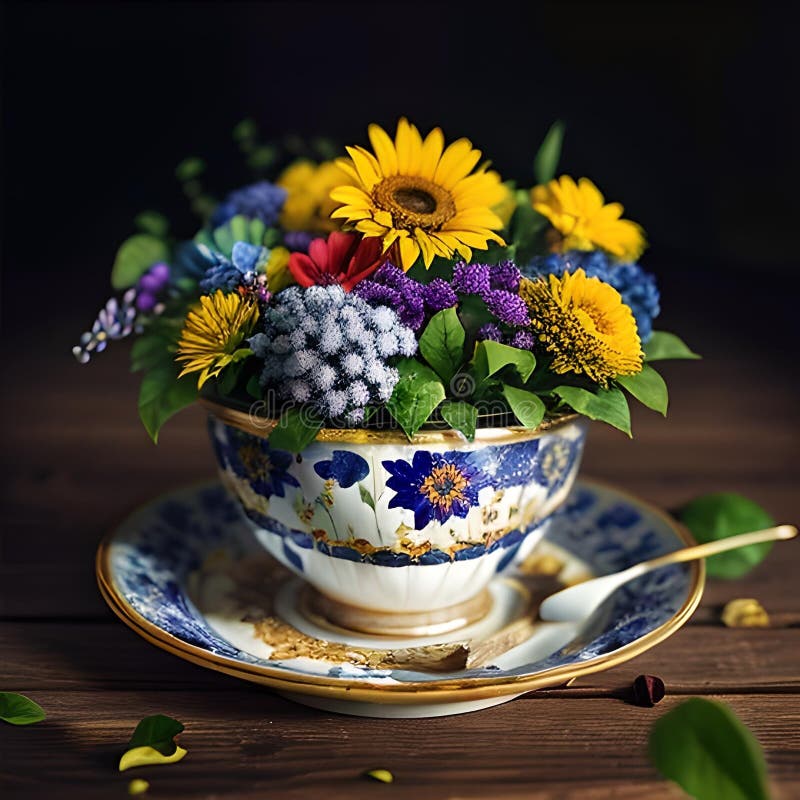 Ai-Bild einer Vase von Blumen lizenzfreie abbildung