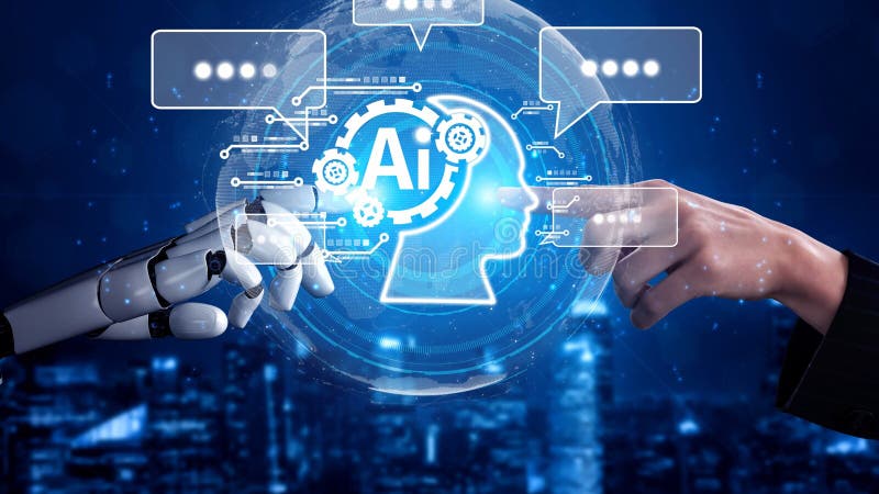 AI Brain Processing Data with Generative Artificial Intelligence Concept Muxer royalty free illustration