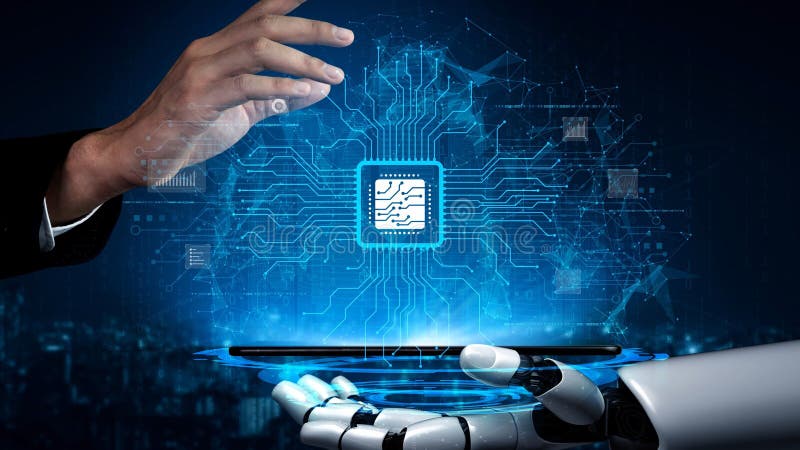 AI Brain Processing Data with Generative Artificial Intelligence Concept Muxer royalty free illustration