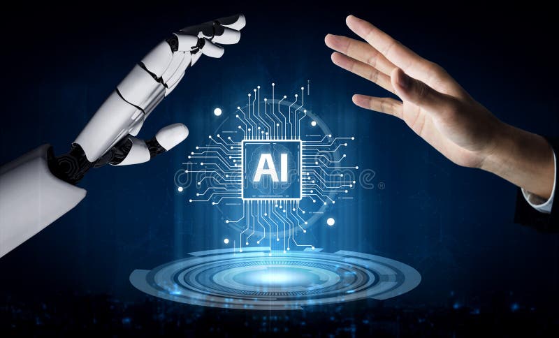 AI Brain Processing Data with Generative Artificial Intelligence Concept Vouch royalty free illustration