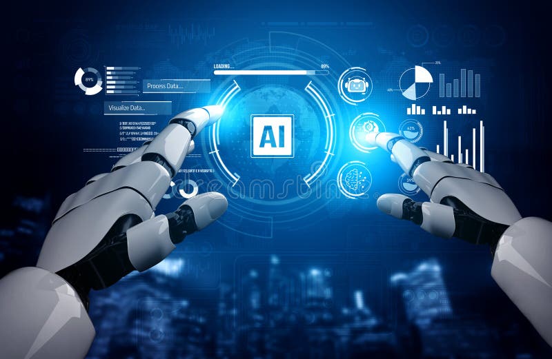 AI Brain Processing Data with Generative Artificial Intelligence Concept Vouch vector illustration