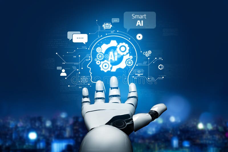 AI Brain Processing Data with Generative Artificial Intelligence Concept Vouch vector illustration