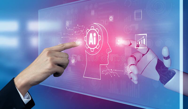 AI Brain Processing Data with Generative Artificial Intelligence Concept Vouch royalty free illustration