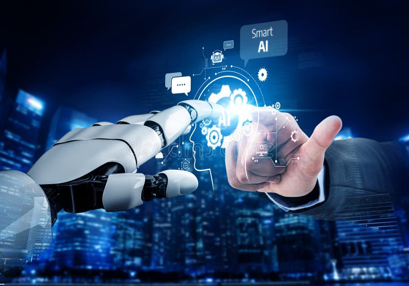 AI Brain Processing Data with Generative Artificial Intelligence Concept Vouch vector illustration