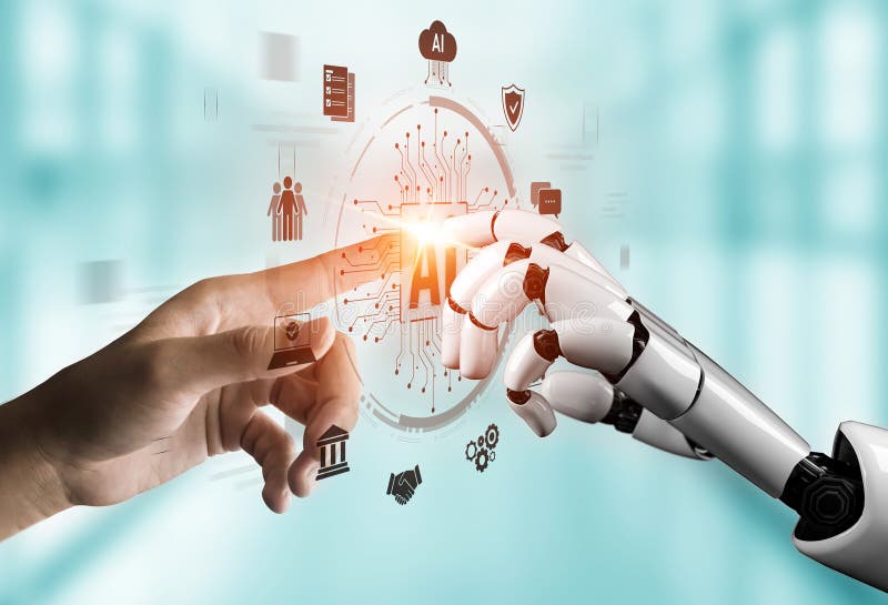 AI Brain Processing Data with Generative Artificial Intelligence Concept Vouch royalty free illustration