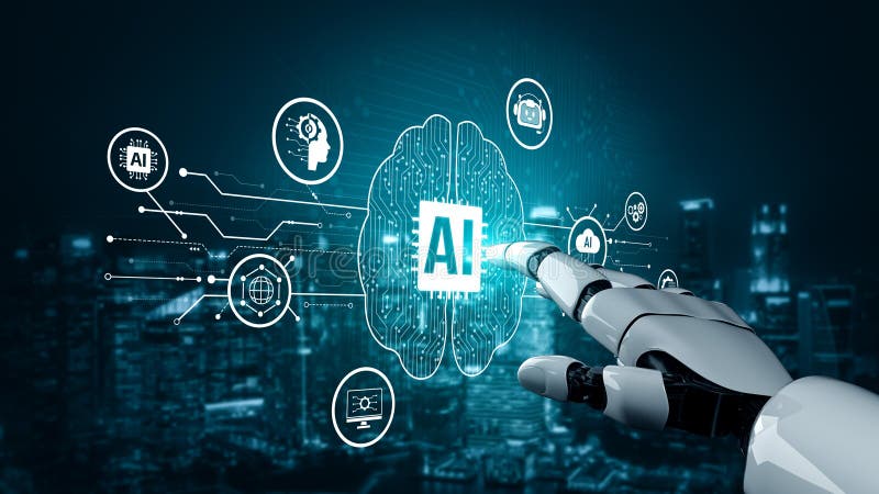 AI Brain Processing Data with Generative Artificial Intelligence Concept Vouch stock illustration