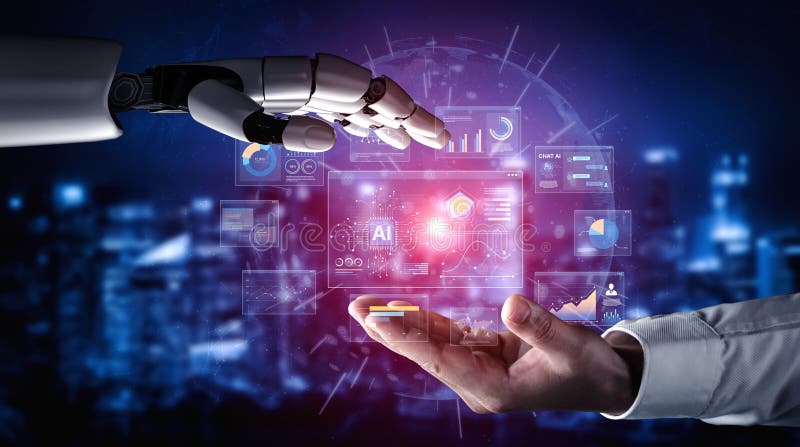 AI Brain Processing Data with Generative Intelligence Visualization Spline stock illustration