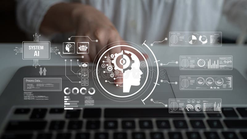 AI Brain Processing with Generative Artificial Intelligence Concept Latch royalty free stock photo
