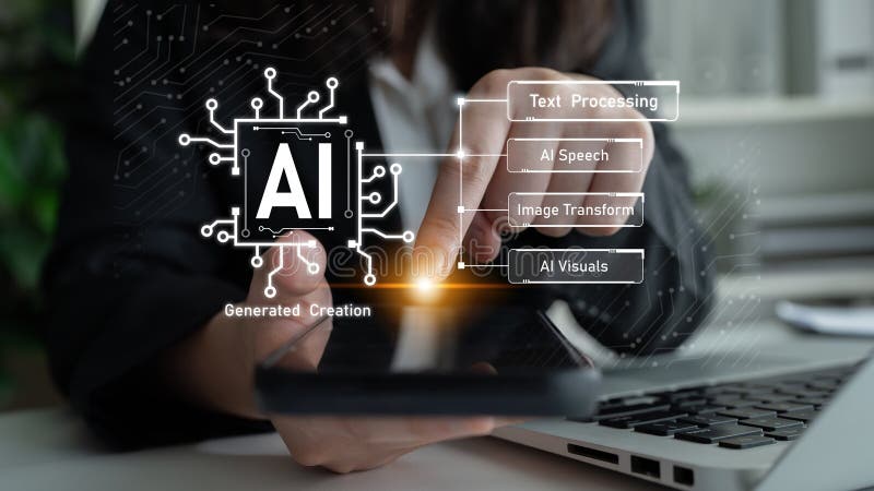 AI Brain Processing with Generative Artificial Intelligence Concept Latch royalty free stock photography