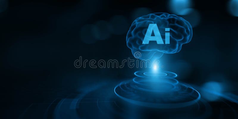 AI Brain Visualization and Machine Learning for Digital Transformation Business and Technology Concept 3D rendering vektor abbildung
