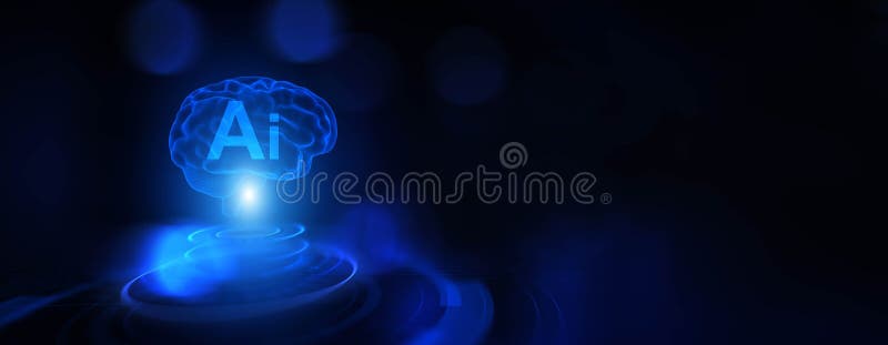 AI Brain Visualization and Machine Learning for Digital Transformation Business and Technology Concept 3D rendering stock abbildung