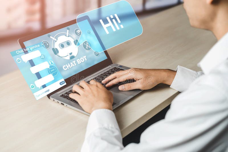 AI Chatbot concetto di applicazione di servizio clienti digitale intelligente fotografie stock