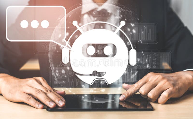 Ai chatbot concetto di applicazione di servizio di clienti digitali intelligenti fotografia stock