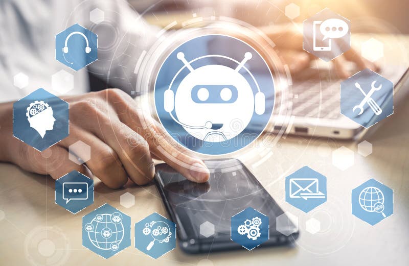 Ai chatbot concetto di applicazione di servizio di clienti digitali intelligenti fotografia stock