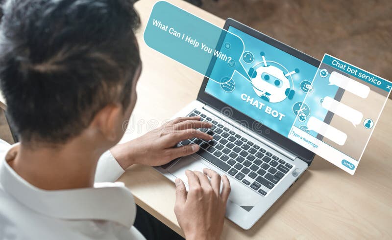 Ai chatbot concetto di applicazione di servizio di clienti digitali intelligenti. fotografia stock