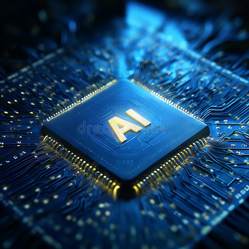 AI Chip, Artificial Intelligence, Digital Technology royalty free illustration