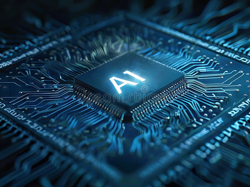 AI Chip, Artificial Intelligence in Technology royalty free illustration