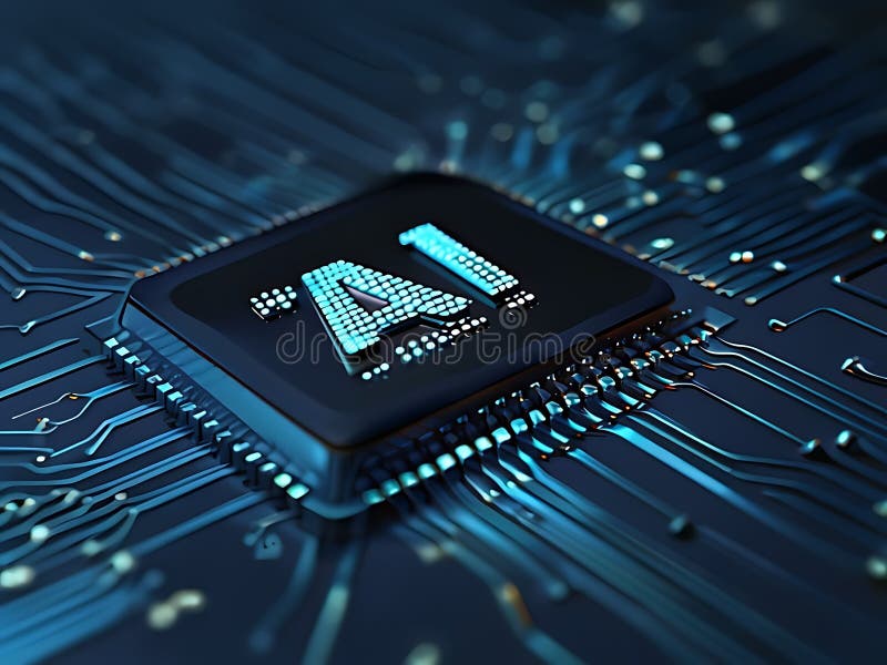 AI Chip on a Circuit Board royalty free illustration