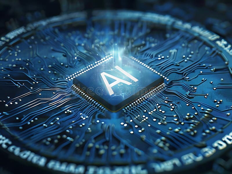 AI Chip on a Circuit Board vector illustration
