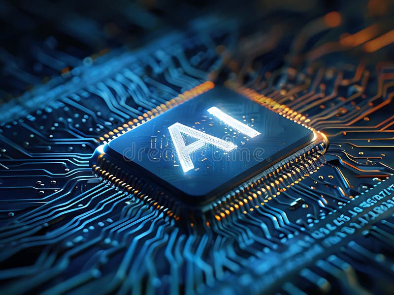AI Chip on Circuit Board stock illustration