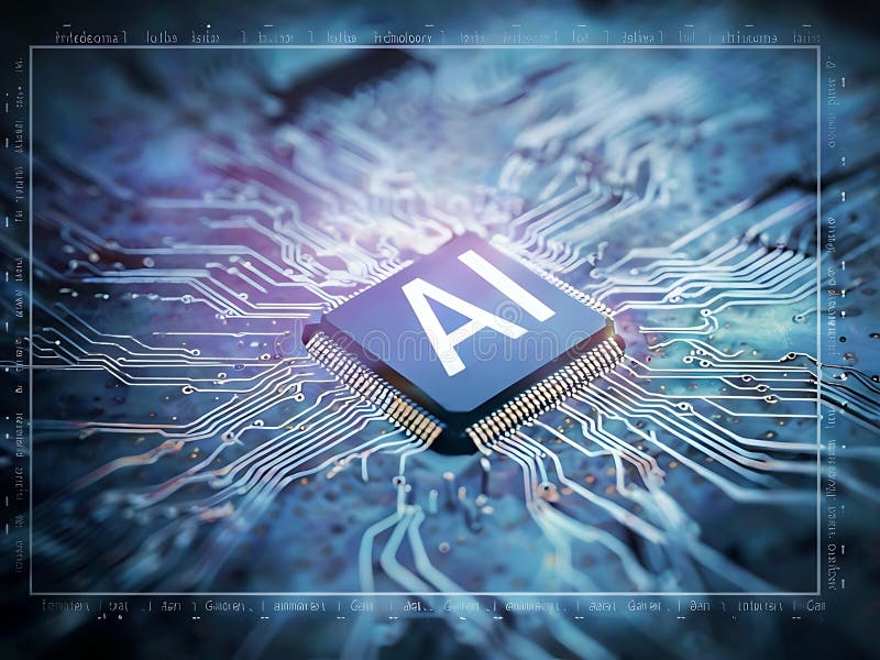AI Chip on a Circuit Board vector illustration
