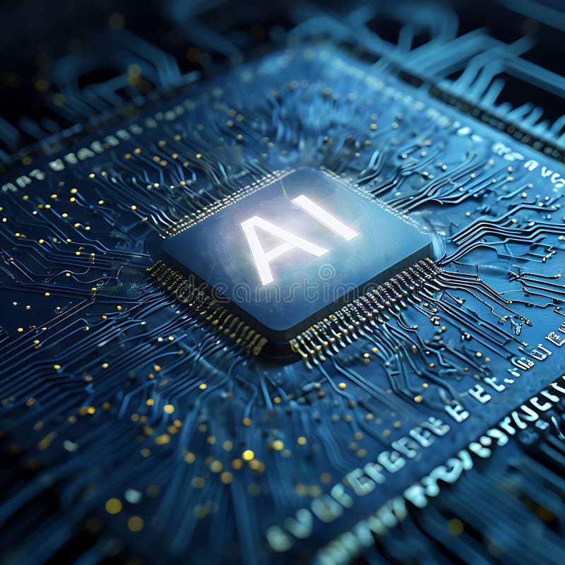 AI Chip Close-up: Technological Advancements stock illustration