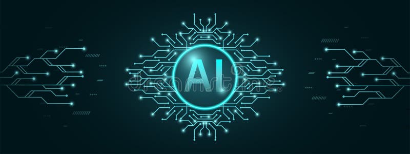 AI chip digital technology on a Dark green background. AI computer processor. Digital technology artificial intelligence concept royalty free illustration