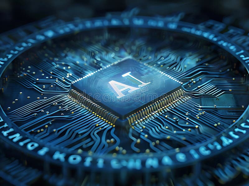 AI Chip - A Symbol of Artificial Intelligence vector illustration