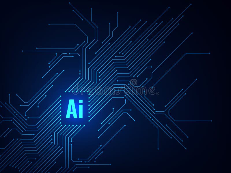 Ai chipset. Circuit board electronic artificial intelligence programming, digital microchip technology, futuristic