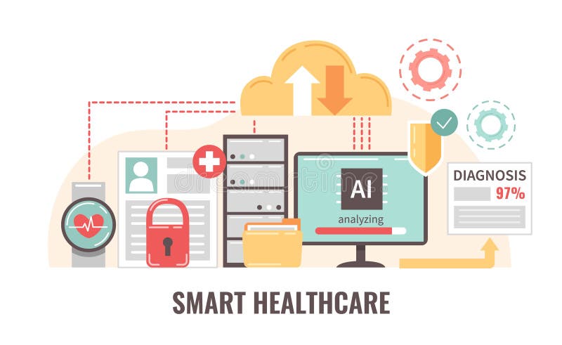 AI Cloud Diagnosis Composition vector illustration