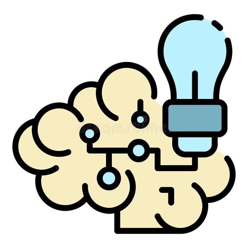 Ai cloud idea icon color outline vector. Ai cloud idea icon. Outline ai cloud idea vector icon color flat isolated