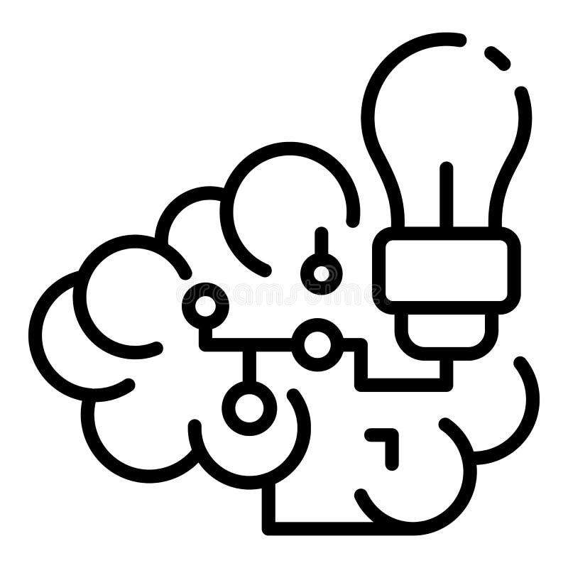 Ai cloud idea icon, outline style vector illustration