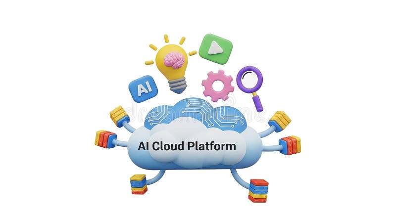 AI Cloud Platform Illustration Showing Data Integration and Innovation royalty free illustration