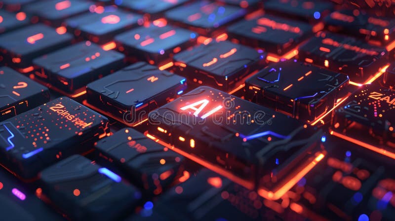 AI Content Generation. Keyboard with a Bright AI Key, Showing AI ...