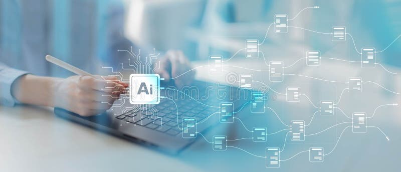 AI and Data Integration for Enhanced Decision-Making on a Wide Banner, Business and Technology Concept royalty free stock photo