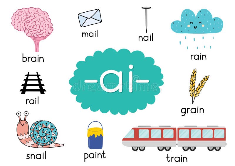 Ai Digraph with Words Educational Poster for Kids. Learning Phonics Stock  Vector - Illustration of phonetic, preschool: 208036144