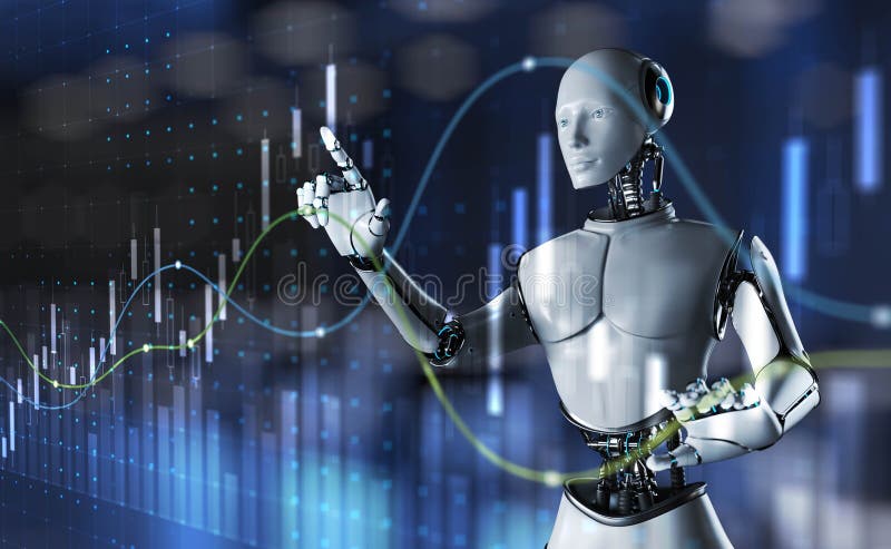 AI-Driven Data Visualization in Market Analytics. 3d render royalty free illustration