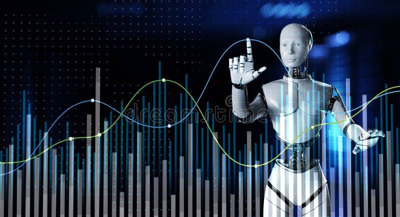 AI-Driven Market Analysis and Data Visualization. 3d render royalty free illustration