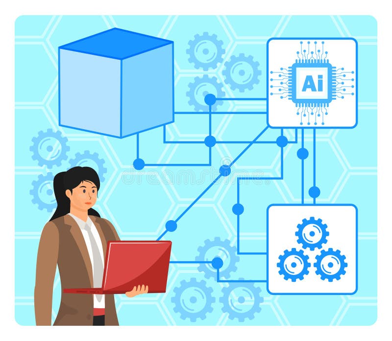 AI-drivet dataomvandlingsbegrepp. vektor illustrationer